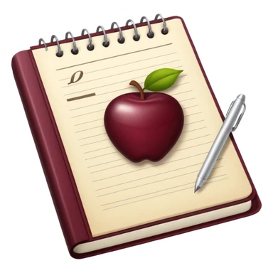 HAZ UN planificador de lista de objetivos en color vinotinto/rojo carmesí brillante, con hojas de cuaderno blancas (no agregues frutas ni nada de eso) sticker