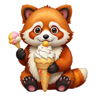 red panda with ice cream sticker