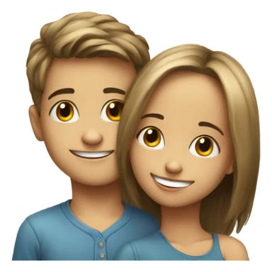 happy girl and boy kissing portrait  sticker