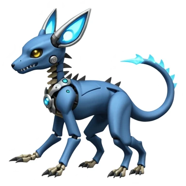 futuristic Skeleton-Cyborg-Manectric-Electrike-Cubone-Umbreon-Marowak-Draco-Fakémon-hybrid-creature (full body), 4 legs sticker