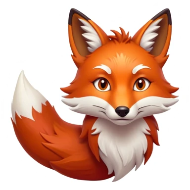 Cinematic Noble Fox Portrait Emoji, Poised and regal, with a lithe, agile build and a lush, fiery red Fur accented by white markings on the chest and tip of the tail, deep-set soulful amber eyes, Simplified yet sharp and sophisticated features, highly detailed, glowing with a warm, dignified glow, high shine, intelligent and cunning, stylized with an air of wild elegance, focused and attentive, soft glowing outline, capturing the essence of a watchful and confident forest wanderer, so majestic it feels as though it could dash out of the screen with effortless authority! sticker