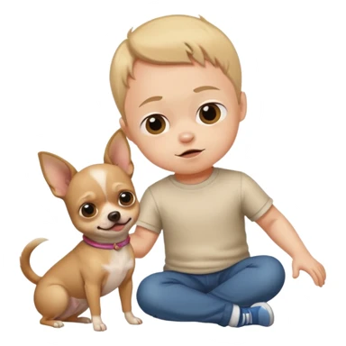 A child with Down syndrome beating a Chihuahua sticker