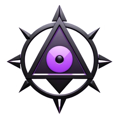 Emoji, dark futuristic occult sigil, symmetrical geometric shape, black metal with faint violet glow, gothic cyber aesthetic, minimal flat design, sharp edges, centered, transparent background sticker