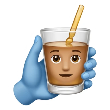 a hand holding a small shot glass sticker