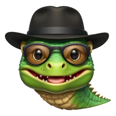 capitalist iguana head with black reflex sunglasses and hat smiling sarcastically sticker