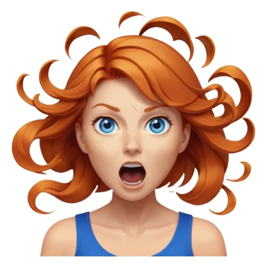 middle of face turning in to a black swirling vortex scream female ginger hair blue eyes sticker