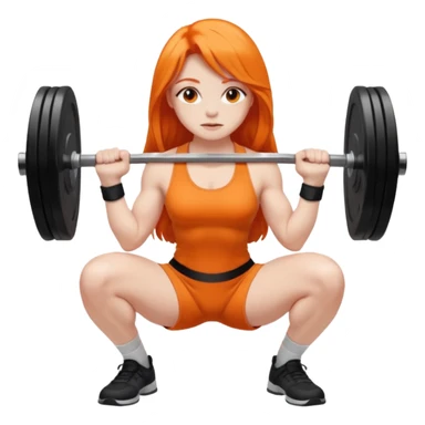Pale girl with long orange hair squatting weight sticker