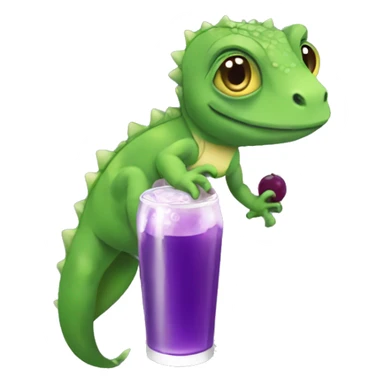 Lizard drinking grape soda sticker