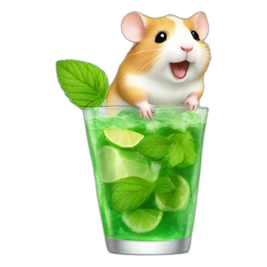hamster running on a weel drinking mojito sticker