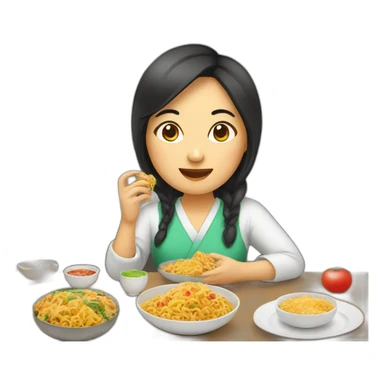Asian women marketer who love food sticker