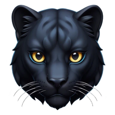 Cinematic Noble Panther Portrait Emoji, Poised and regal, with a sleek, muscular build draped in glossy, midnight-black fur and piercing, luminescent eyes, Simplified yet sharp and sophisticated features, highly detailed, glowing with a soft, mysterious glow, high shine, intelligent and enigmatic, stylized with an air of stealthy authority, focused and commanding, soft glowing outline, capturing the essence of a watchful and confident jungle guardian that appears ready to prowl out of the screen with effortless authority! sticker