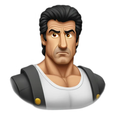 sylvester stallone serious cartoon wearing shirt sticker