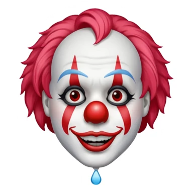 ["Clown with white face paint and red nose, single teardrop."] sticker