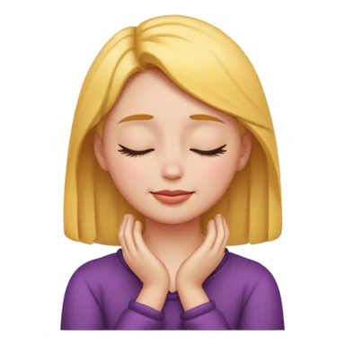 a girl emoji closed eyes with hands on neck  sticker