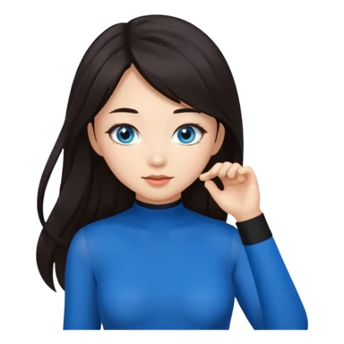 Long hair brunette SFW intimate blue eyes black stockings Asian girl sticker