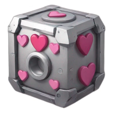 companion cube with heart sticker