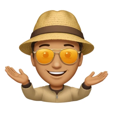 man happy satisfied with floatin arround sticker