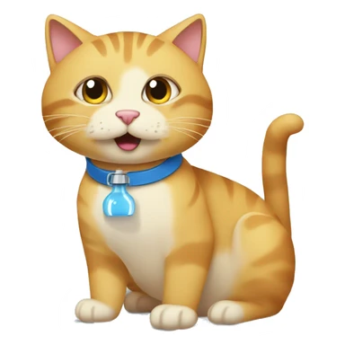 Cat with a water Bottle with a message in a chart “necesita agua?” sticker