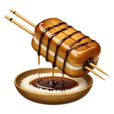 Just Mitarashi dango with shiny soy sauce glaze drizzled over white rice sticker