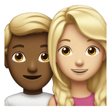 brown haired girl hugged a blonde haired boy  sticker