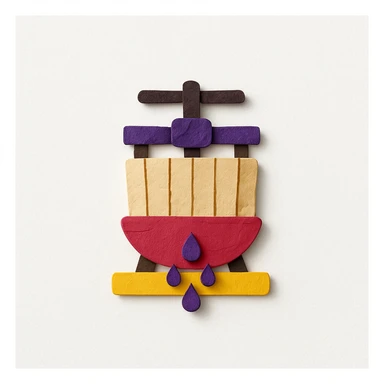 icon representing pressing in wine making process, paper craft style sticker