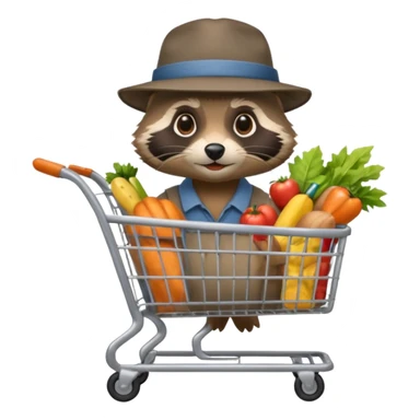 Hobo raccoon grocery shopping sticker