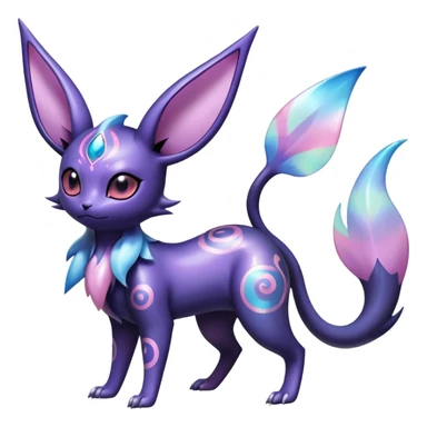 Shiny Exotic Badass Colorful Ethereal Royal Mysterious Gothic Noibat-Espeon-Umbreon-Sylveon-Pokémon-Fakémon-hybrid-creature (full body) with random pattern-markings sticker
