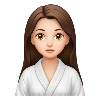 pretty white long brunette hair girl with hazel eyes in a bathrobe  at the spa sticker