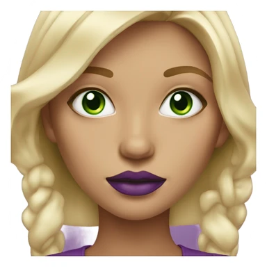 Blonde highlights girl with Green eyes & purple lipstick sticker