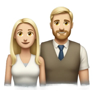 Norwegian couple tall guy short girl full length portrait  sticker