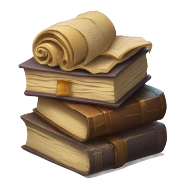 pile of books and scrolls, dungeons and dragons sticker