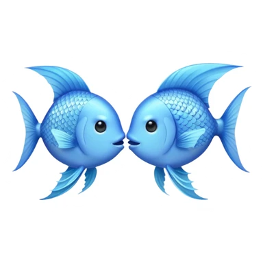 two cuty pale blue fishes kissing sticker