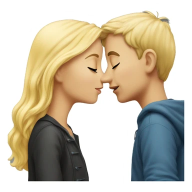 boy kiss a blonde girl  sticker
