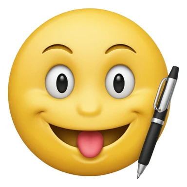 A smiley with a pen in his mouth  sticker