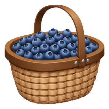 a basket of blueberries with a small handle sticker