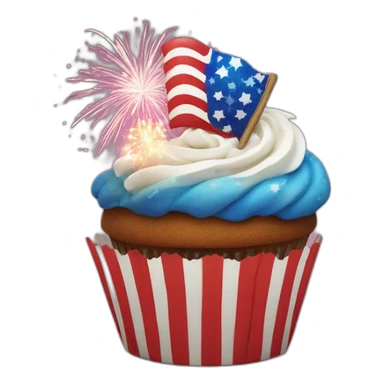 Happy Fourth of July cupcake with fireworks sticker