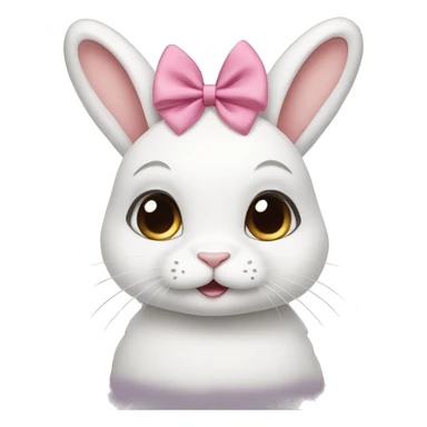 cute bunny with lashes and bow on ear sticker