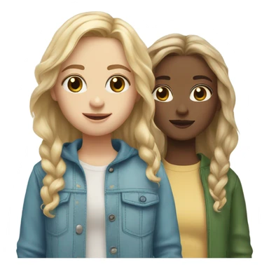 Gorgeous best friends blonde hair light brown eyes and the other brown hair greenish blue eyes both white sticker