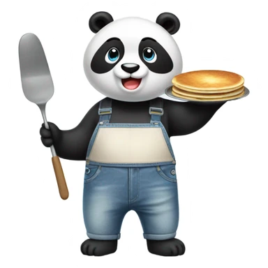 Panda cooking pancakes wearing baggy Jean shorts  sticker