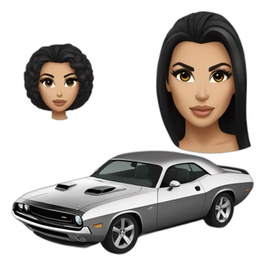 Kim kardashian driving a Dodge challenger sticker