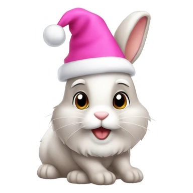 Bunny with a pink Santa hat  sticker