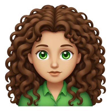 Character with extremely long massive voluminous curly brown hair and bright green eyes sticker