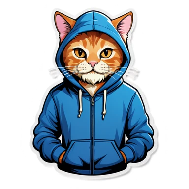 Cat with beard and hoodie sticker