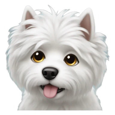White fluffy dog with dark eyes sticker