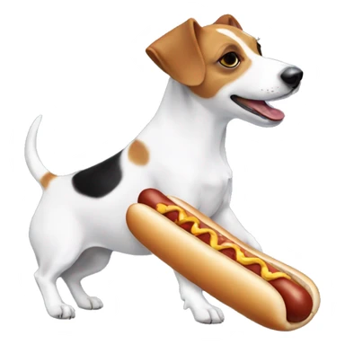 a jack russell eating a hot dog sticker