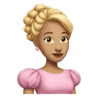 Blonde hair girl with beehive hair and crown in pink puff sleeve dress sticker