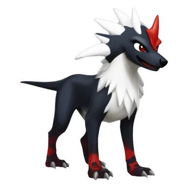 Black Cool Edgy Nargacuga-Houndoom-Garchomp-Absol Fakémon  with White and Red Edgy markings sticker