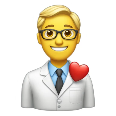reumatogist with a heart and happy sticker