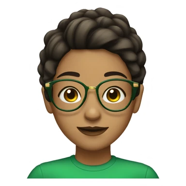 Girl with dark brown hair with green tips ans gold glasses  sticker