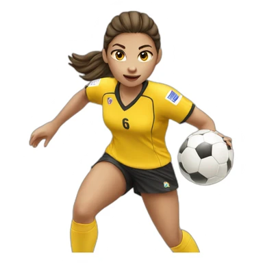 Teenage girl handball-yellow jersey-shooting  sticker